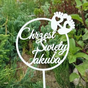 Topper "Chrzest święty w kółku ze stópką"
