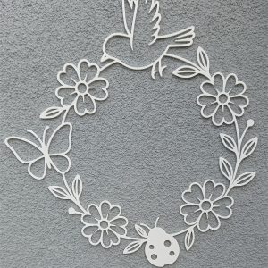 Dekoracja okienna "Biedronka motyl ptak kwiaty"