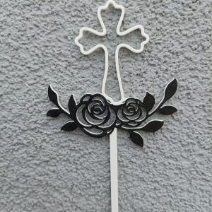 Topper "Krzyż z kwiatem"